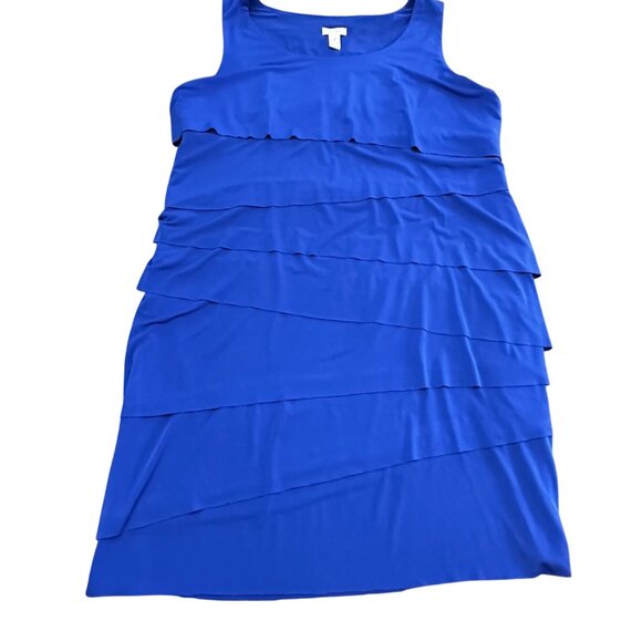 Chico's Dress Size 2 L Blue Layered Sleeveless Dress Flappers Style Royal Blue - Picture 8 of 16